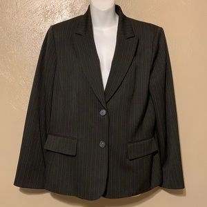 Le Suit size 14 gray  tan pinstriped blazer buttons pockets